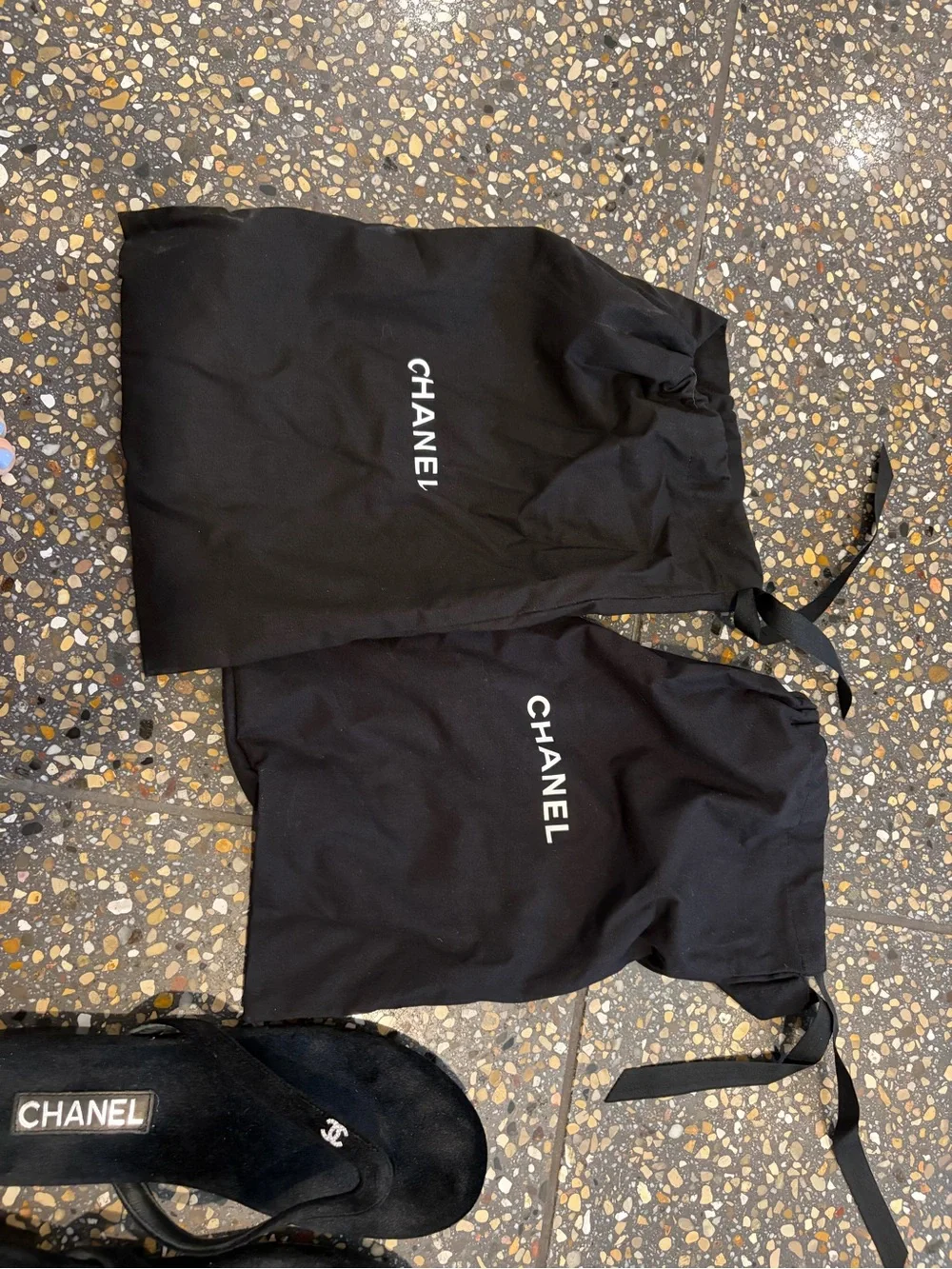 CHANEL super rare Black Suede 2024 Thong Sandals